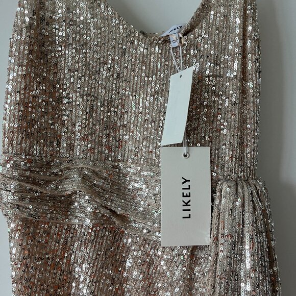 Emile Sequined Gown by Likely (champagne/gold colour) Size 6 - Picture 3 of 8